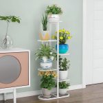 4-SOGA 5 Tier 6 Pots White Metal Plant Rack Flowerpot Storage Display Stand Holder Home Garden Decor