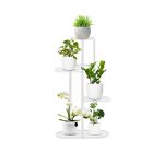 1-SOGA 4 Tier 5 Pots White Metal Plant Rack Flowerpot Storage Display Stand Holder Home Garden Decor