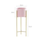 2-SOGA 2 Layer 42cm Gold Metal Plant Stand with Pink Flower Pot Holder Corner Shelving Rack Indoor Display