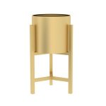 1-SOGA 45CM Gold Metal Plant Stand with Flower Pot Holder Corner Shelving Rack Indoor Display
