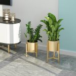 3-SOGA 45CM Gold Metal Plant Stand with Flower Pot Holder Corner Shelving Rack Indoor Display