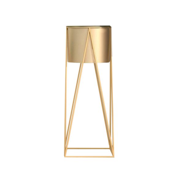 1-SOGA 50cm Gold Metal Plant Stand with Gold Flower Pot Holder Corner Shelving Rack Indoor Display