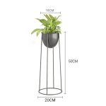 2-SOGA 50cm Round Wire Metal Flower Pot Stand with Black Flowerpot Holder Rack Display