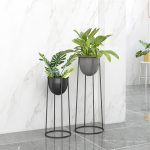 5-SOGA 50cm Round Wire Metal Flower Pot Stand with Black Flowerpot Holder Rack Display