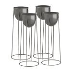 1-SOGA 4X 50cm Round Wire Metal Flower Pot Stand with Black Flowerpot Holder Rack Display