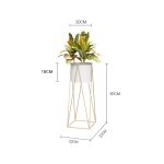 2-SOGA 50cm Gold Metal Plant Stand with White Flower Pot Holder Corner Shelving Rack Indoor Display