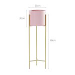 2-SOGA 2X 2 Layer 60cm Gold Metal Plant Stand with Pink Flower Pot Holder Corner Shelving Rack Indoor Display