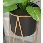 6-SOGA 2X 70cm Gold Metal Plant Stand with Black Flower Pot Holder Corner Shelving Rack Indoor Display