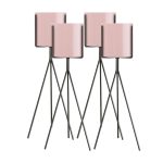1-SOGA 4X 70cm Tripod Flower Pot Plant Stand with Pink Flowerpot Holder Rack Indoor Display
