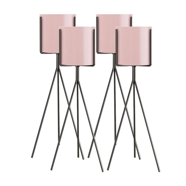 1-SOGA 4X 70cm Tripod Flower Pot Plant Stand with Pink Flowerpot Holder Rack Indoor Display