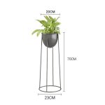 2-SOGA 70cm Round Wire Metal Flower Pot Stand with Black Flowerpot Holder Rack Display