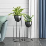 3-SOGA 70cm Round Wire Metal Flower Pot Stand with Black Flowerpot Holder Rack Display