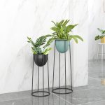 5-SOGA 70cm Round Wire Metal Flower Pot Stand with Black Flowerpot Holder Rack Display