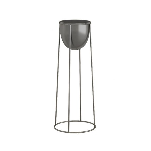 1-SOGA 70cm Round Wire Metal Flower Pot Stand with Black Flowerpot Holder Rack Display