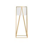 1-SOGA 70cm Gold Metal Plant Stand with White Flower Pot Holder Corner Shelving Rack Indoor Display
