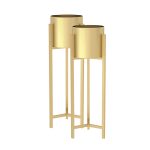 1-SOGA 2X 90cm Gold Metal Plant Stand with Flower Pot Holder Corner Shelving Rack Indoor Display