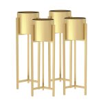 1-SOGA 4X 90cm Gold Metal Plant Stand with Flower Pot Holder Corner Shelving Rack Indoor Display