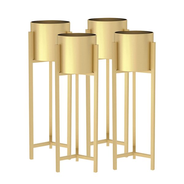 1-SOGA 4X 90cm Gold Metal Plant Stand with Flower Pot Holder Corner Shelving Rack Indoor Display