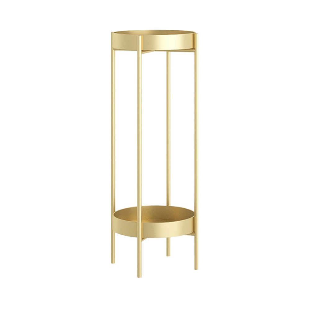 1-SOGA 2 Layer 80cm Gold Metal Plant Stand Flower Pot Holder Corner Shelving Rack Indoor Display