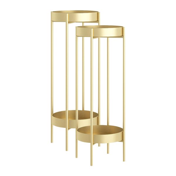 1-SOGA 2X 2 Layer 80cm Gold Metal Plant Stand Flower Pot Holder Corner Shelving Rack Indoor Display