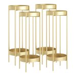 1-SOGA 4X 2 Layer 80cm Gold Metal Plant Stand Flower Pot Holder Corner Shelving Rack Indoor Display