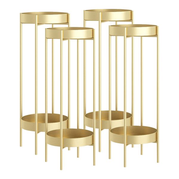 1-SOGA 4X 2 Layer 80cm Gold Metal Plant Stand Flower Pot Holder Corner Shelving Rack Indoor Display