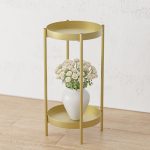 8-SOGA 4X 2 Layer 80cm Gold Metal Plant Stand Flower Pot Holder Corner Shelving Rack Indoor Display