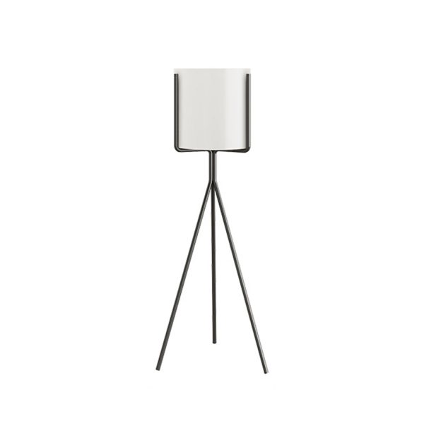 1-SOGA 80cm Tripod Flower Pot Plant Stand with White Flowerpot Holder Rack Indoor Display