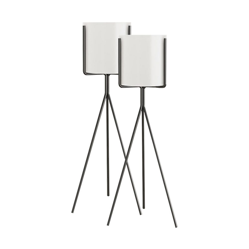 1-SOGA 2X 80cm Tripod Flower Pot Plant Stand with White Flowerpot Holder Rack Indoor Display