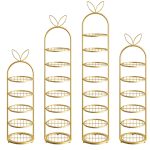 8-SOGA 2X 7 Tier Bunny Ears Shape  Gold Plated Metal Shoe Organizer Space Saving Portable Footwear Storage Shelf