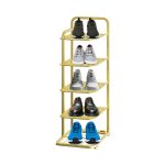 1-SOGA 5 Tier Gold Plated Metal Shoe Organizer Space Saving Portable Footwear Storage Shelf