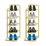 1-SOGA 2X 5 Tier Gold Plated Metal Shoe Organizer Space Saving Portable Footwear Storage Shelf