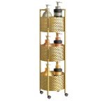 1-SOGA 3 Tier Bathroom Shelf Multifunctional Storage Display Rack Organiser with wheels