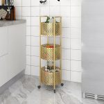4-SOGA 3 Tier Bathroom Shelf Multifunctional Storage Display Rack Organiser with wheels