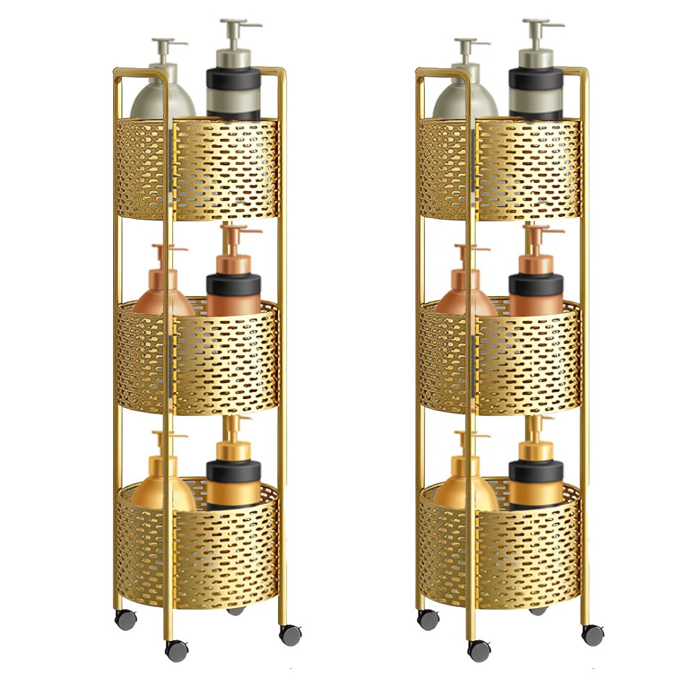 1-SOGA 2X 3 Tier Bathroom Shelf Multifunctional Storage Display Rack Organiser with wheels