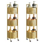 1-SOGA 2X 3 Tier Bathroom Shelf Multifunctional Storage Display Rack Organiser with wheels