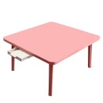 1-SOGA Pink Portable Floor Table Small Square Space-Saving Mini Desk Home Decor