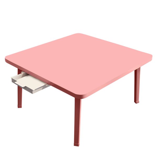 1-SOGA Pink Portable Floor Table Small Square Space-Saving Mini Desk Home Decor