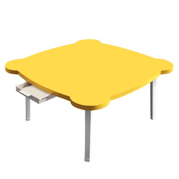 1-SOGA Yellow Minimalist Cat Ear Portable Floor Table Small Space-Saving Mini Desk Home Decor