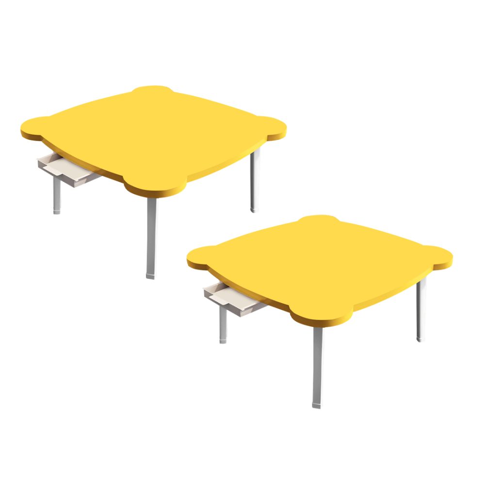 1-SOGA 2X Yellow Minimalist Cat Ear Portable Floor Table Small Space-Saving Mini Desk Home Decor