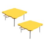 1-SOGA 2X Yellow Minimalist Cat Ear Portable Floor Table Small Space-Saving Mini Desk Home Decor