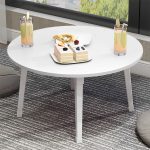 2-SOGA White Portable Floor Table Small Round Space-Saving Mini Desk Home Decor