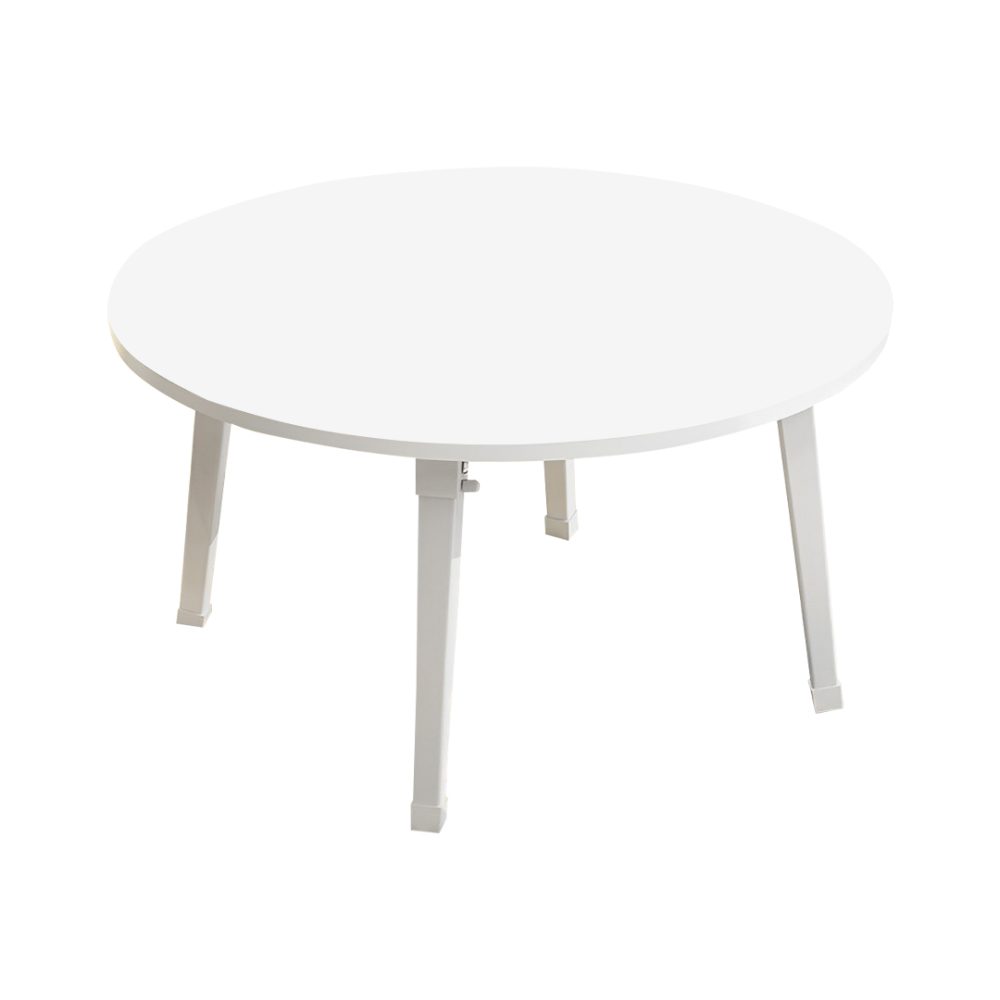 1-SOGA White Portable Floor Table Small Round Space-Saving Mini Desk Home Decor