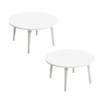 1-SOGA 2X White Portable Floor Table Small Round Space-Saving Mini Desk Home Decor