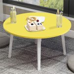 2-SOGA Yellow Portable Floor Table Small Round Space-Saving Mini Desk Home Decor