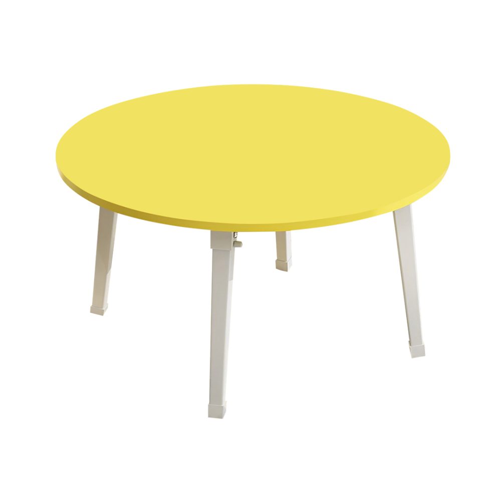 1-SOGA Yellow Portable Floor Table Small Round Space-Saving Mini Desk Home Decor