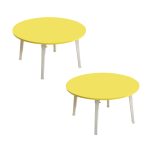 1-SOGA 2X Yellow Portable Floor Table Small Round Space-Saving Mini Desk Home Decor
