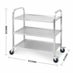 3-SOGA 3 Tier 85x45x90cm Stainless Steel Kitchen Dinning Food Cart Trolley Utility Size Medium