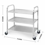 3-SOGA 3 Tier 75x40x83.5cm Stainless Steel Kitchen Dinning Food Cart Trolley Utility Size Small