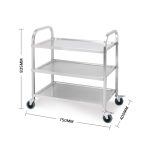 3-SOGA 2X 3 Tier 75x40x83.5cm Stainless Steel Kitchen Dinning Food Cart Trolley Utility Size Small